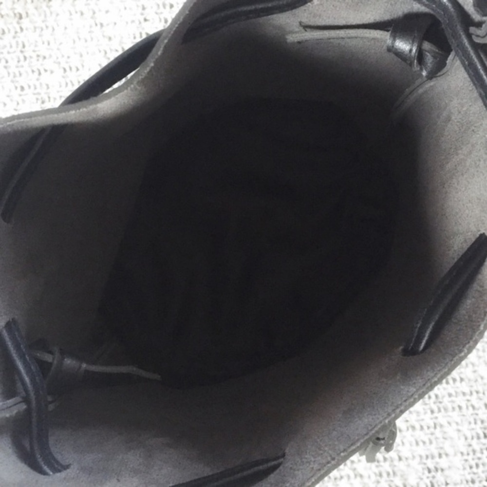 Boho Black Drawstring Bucket Bag Crossbody Purse - Picture 6 of 8